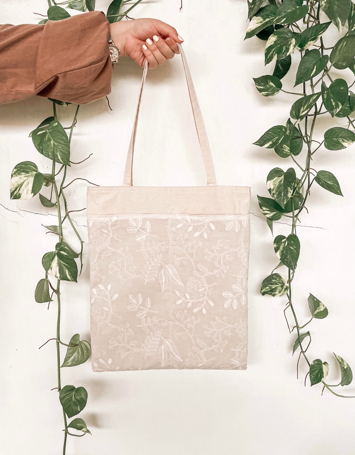 Ivory Embroidered Tote Bag