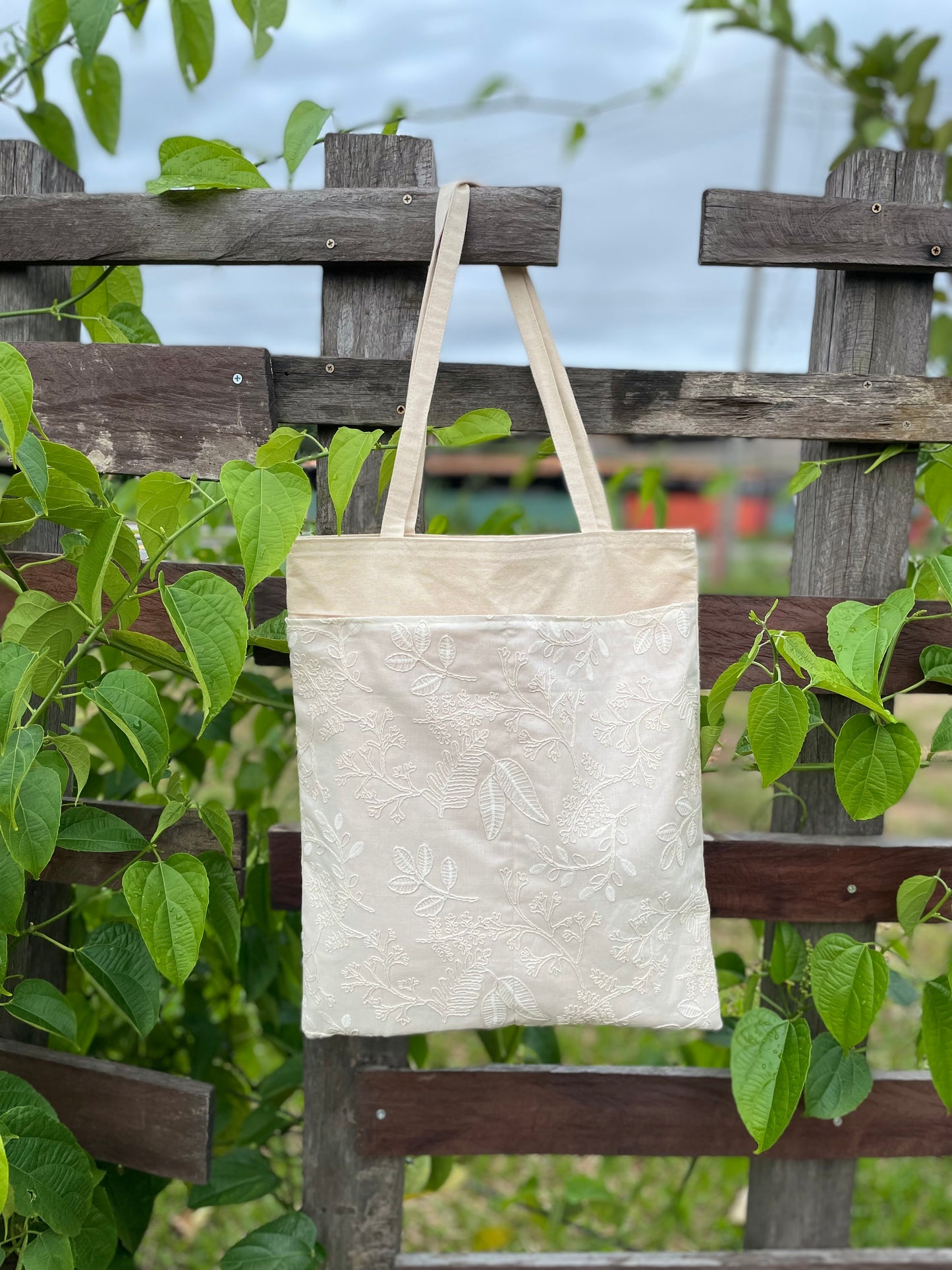 Ivory Embroidered Tote Bag